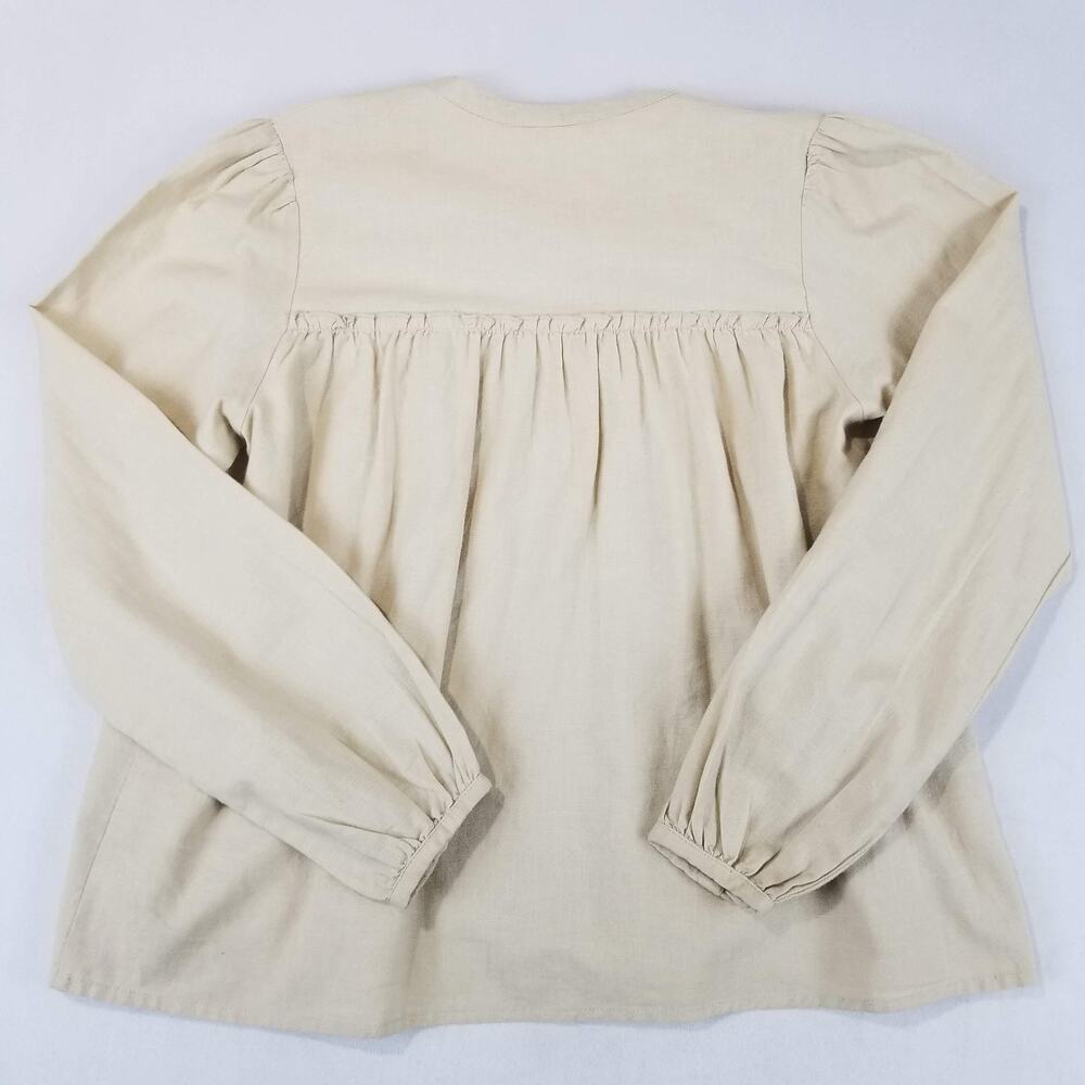 Tularosa Top Small Beige Embroidered Revolve Boho Peasant Floral Tassel Artsy - Picture 2 of 12